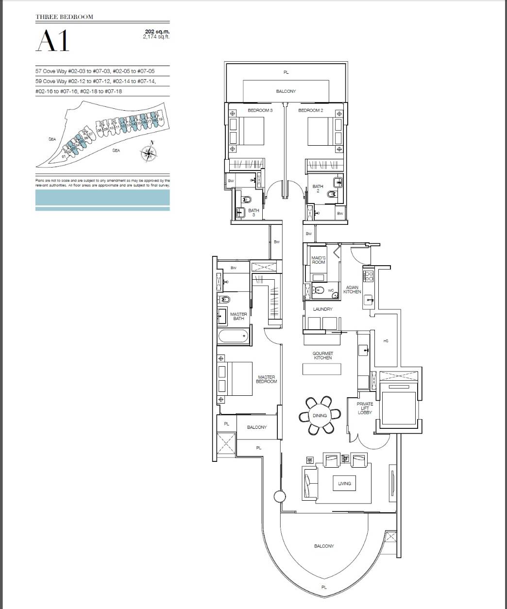 Seascape 1 Bedroom Floor Plan 1