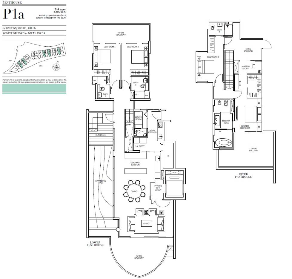 Seascape 1 Bedroom Floor Plan 5