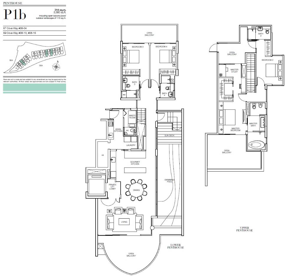 Seascape 1 Bedroom Floor Plan 6