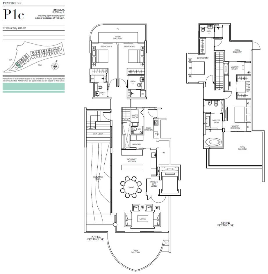 Seascape 1 Bedroom Floor Plan 7