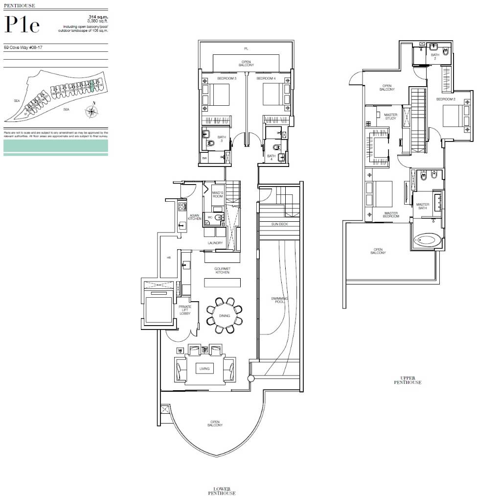 Seascape 1 Bedroom Floor Plan 9